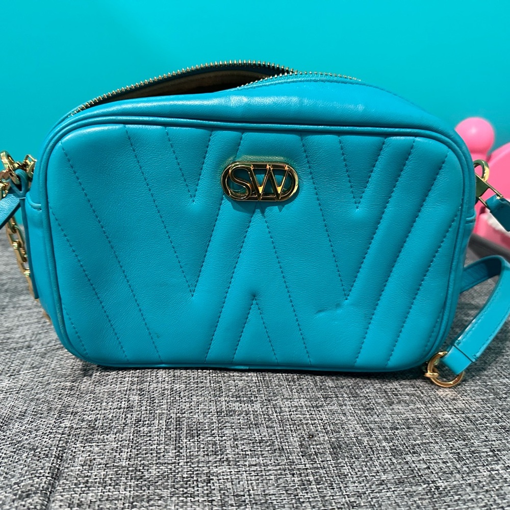 Stuart Weitzman Blue Quilted Crossbody Bag